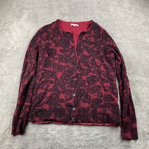 Craft & Barrow Button Up Cardigan‎ Sweater Womens Small Red black Floral